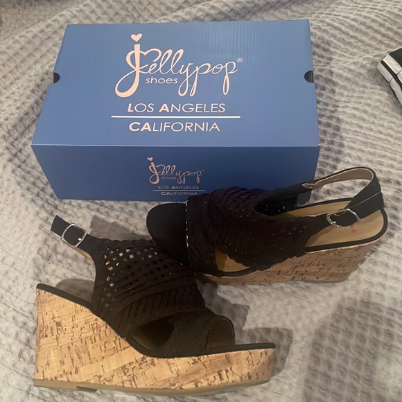 Jellypop Shoes Jelly Pop Black Wedges Worn Once Original Box Poshmark